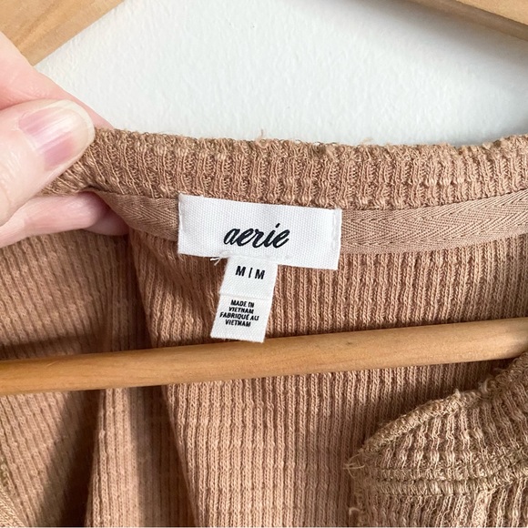 Aerie Button Down Texture Crop Tank Top in Tan - Picture 8 of 8